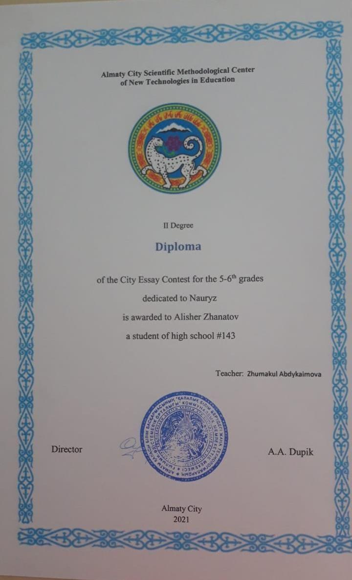 "Congratulations to Nauryz!"